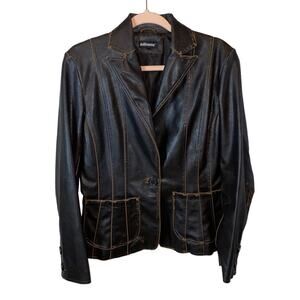 Dollhouse Faux Leather Blazer Jacket Women’s M Brown Vintage Style Moto Coat